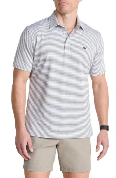 Vineyard Vines Stripe Sankaty Short Sleeve Performance Polo In Blue