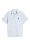 Vineyard Vines Stripe Sankaty Short Sleeve Performance Polo In Yacht Blue Tejeda