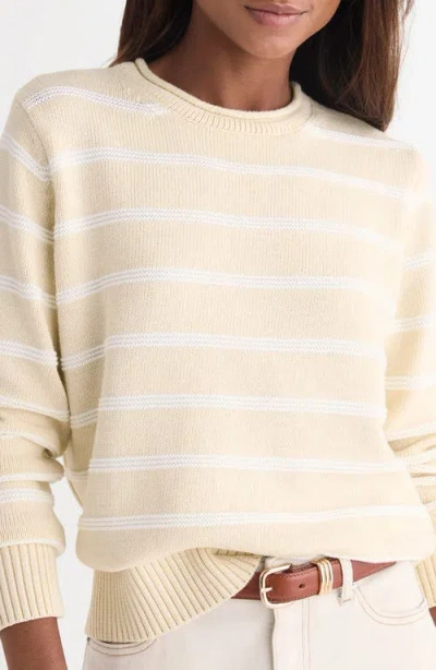 Vineyard Vines Striped Cotton Crewneck Sweater In Green