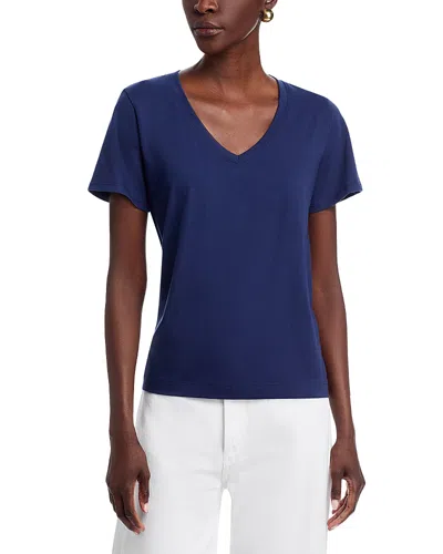 Vineyard Vines Striped V Neck Cotton Tee In Blue