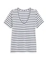 Vineyard Vines Striped V Neck Cotton Tee In C B.str