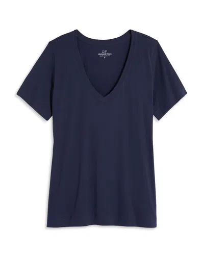 VINEYARD VINES STRIPED V NECK COTTON TEE