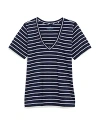 Vineyard Vines Striped V Neck Cotton Tee In Navy/white Stripe