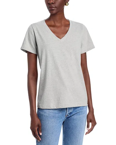 Vineyard Vines Striped V Neck Tee In Gray