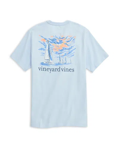 Vineyard Vines Sunset Regatta Pocket T-shirt In Blue