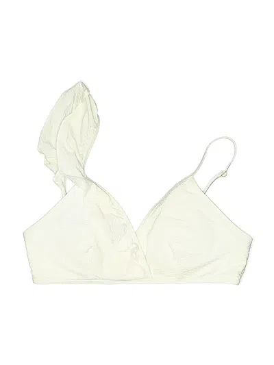 Pre-owned Vineyard Vines Swimsuit Top Ivory Solid Pattern Swimwear In White