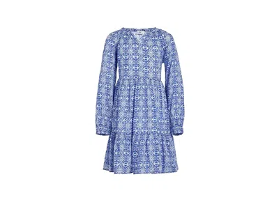 Vineyard Vines Tessa Tiered Dress (little Kids/big Kids) Girl's Dress Caribbean Tile Blue : 7 Little Kid, Cotton/mo