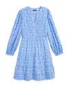Vineyard Vines Long Sleeve Tiered Minidress In Cora Allover Print