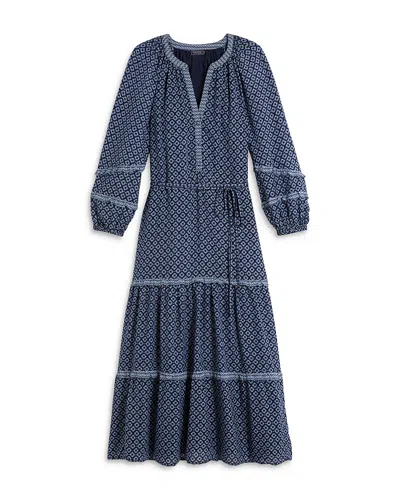Vineyard Vines Tiered Ruffle Trim Maxi Dress In Sienna Floral - Navy
