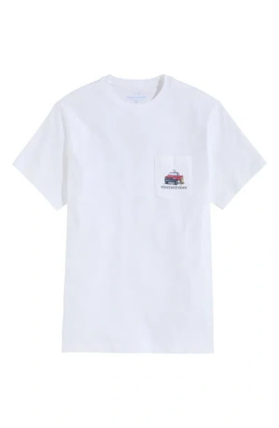 Vineyard Vines Truck On The Beach Pocket Graphic T-shirt In White