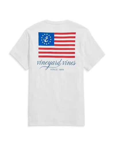 Vineyard Vines Usa Anchor Flag Graphic Logo Tee In Marshmallow