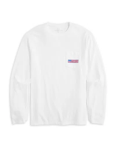 Vineyard Vines Usa Logo Box Long Sleeve Tee In Whiite