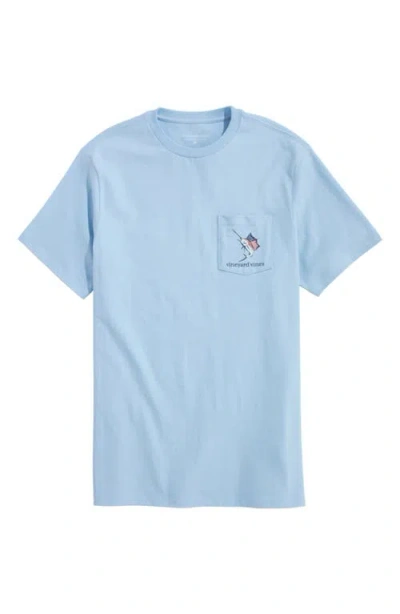 Vineyard Vines Usa Marlin Fishing Pocket Graphic T-shirt In Jake Blue
