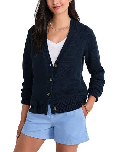 Vineyard Vines V Neck Cardigan Sweater In Blue