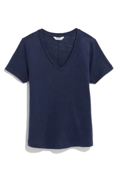 Vineyard Vines V-neck Linen T-shirt In Nautical Navy