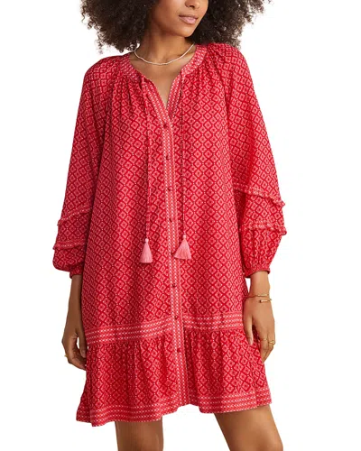 Vineyard Vines Vineyard Tile Print Shirt Dress In Red