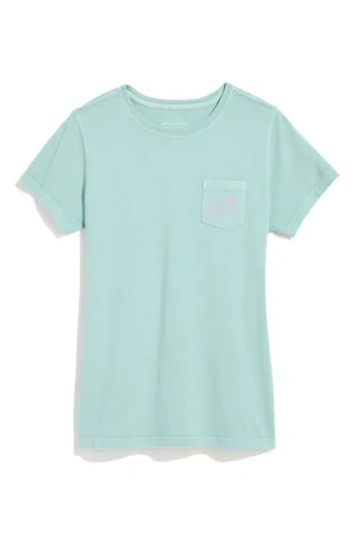 Vineyard Vines Vintage Whale Cotton Graphic Pocket T-shirt In Aqua Haze