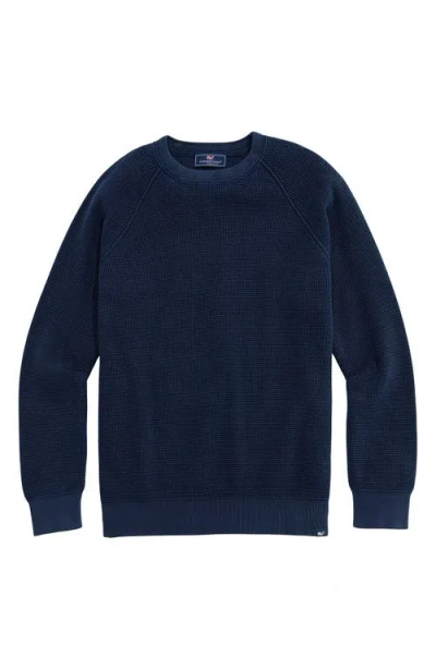 Vineyard Vines Waffle Knit Cotton Crewneck Sweater In Blue