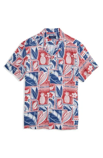 Vineyard Vines Waikiki Woodblock Print Camp Shirt In Multi