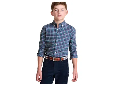 Vineyard Vines Wauwinet Performance Cotton Shirt (toddler/ Little Kid/big Kid) Boy's Clothing Moonshine : 4t, Cotto In Blue