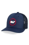 Vineyard Vines Whale Dot Performance Trucker Hat In Blue
