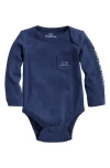 Vineyard Vines Whale Long Sleeve Cotton Graphic Bodysuit In Blue Blazer