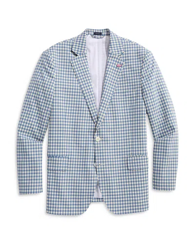 Vineyard Vines White Bay Gingham Wool Stretch Blazer In White Cap