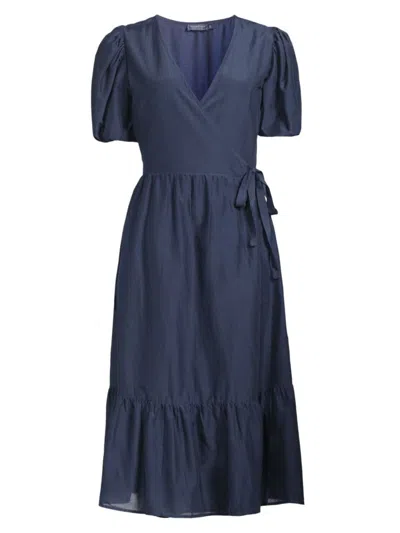 Vineyard Vines Women's Cotton & Silk Wrap Midi-dress In Nautical Navy