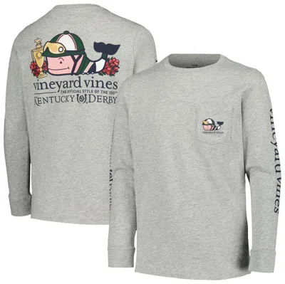 Vineyard Vines Kids' Youth  Heather Grey Kentucky Derby 150 Winning Jockey Whale Long Sleeve T-shirt