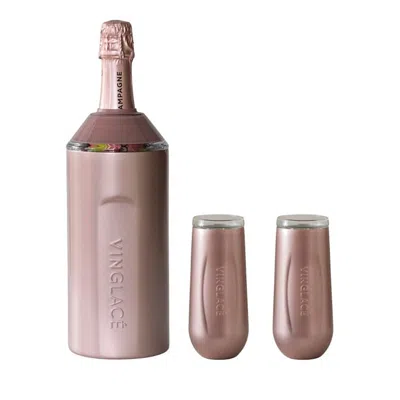 Vinglace Champagne Chiller Gift Set In Pink