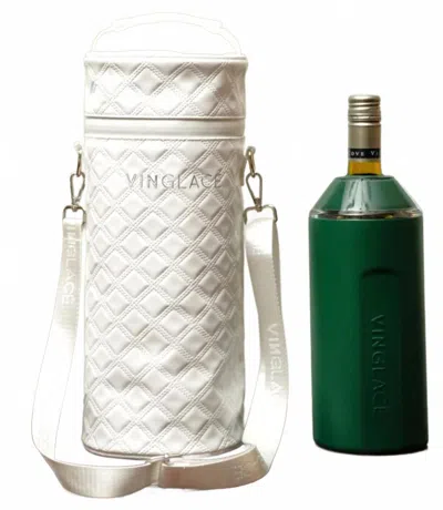 Vinglace Wine Chiller Tote Bag In White In Multi