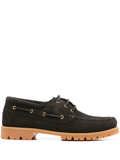 Vinny's Aztec Boat Shoes In Brown