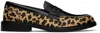 Vinny's Beige & Black Townee Penny Loafers In Leopard Pony H/black