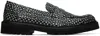 Vinny's Black & White Richee Loafers In Croc Pat Black/white