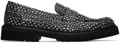 Vinny's Black & White Richee Loafers In Croc Pat Black/white