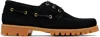 Vinny's Aztec Suede Boat Shoes In Black