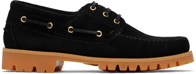 Vinny's Aztec Suede Boat Shoes In Black