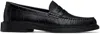Vinny's Black J. Press Edition Yardee Loafers In Black Croco Pattern