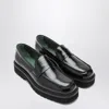 Vinny's Vinnys Black Leather Peeters Moccasins In Black