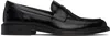 Vinny's Black Leather Townee Penny Loafers In Black