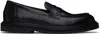 Vinny's Black Vinnee Penny Loafers In Black Polido Leather