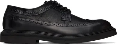 Vinny's Black Vinnee Two-tone Brogue Derbys In Black Polido/nubuck