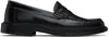 Vinny's Black Yardee Loafers In Black Polido Leather