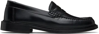 Vinny's Black Yardee Loafers In Black Polido Leather