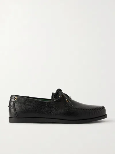 Vinny's Boatman Full-grain Leather Boat Shoes In Black