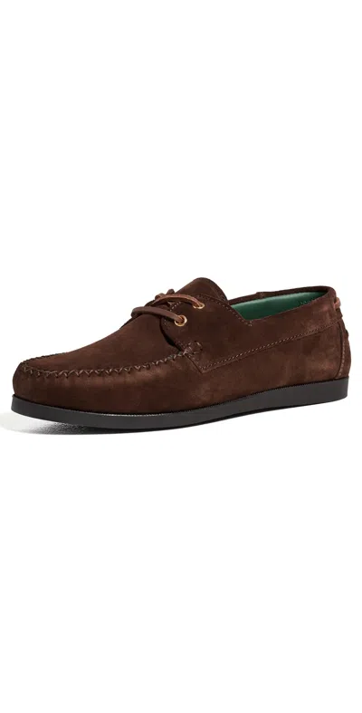 Vinny's Boatman Suede Loafers Dark Brown Suede