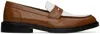 Vinny's Brown & White Townee Two-tone Loafers In Leather Cognac