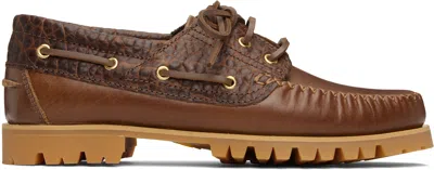 Vinny's Brown Aztec Boat Shoes In Black