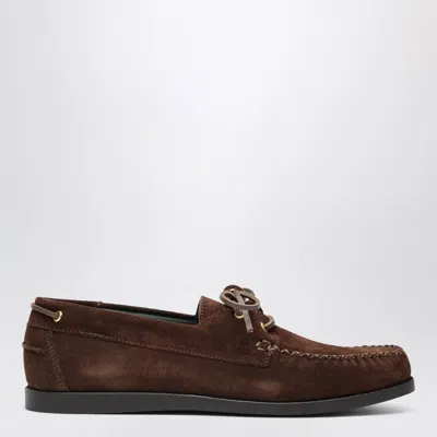 Vinny's Vinnys Brown Boat Shoe In Suede In Multi