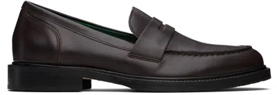 Vinny's Brown Townee Penny Loafer In Dark Brown Leather